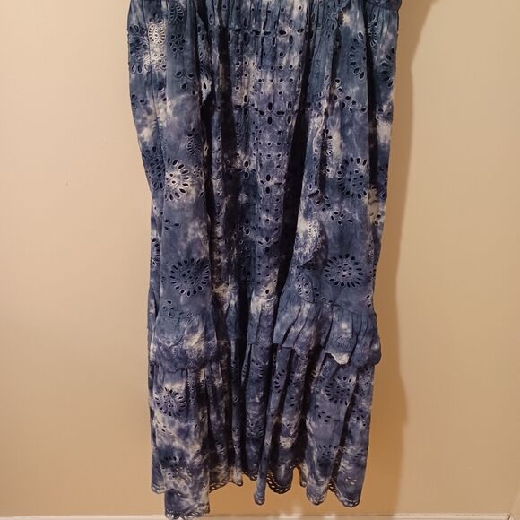 LoveShackFancy Antonella Midi Eyelet Dress in Midnight Navy Blue Hand Dye Size 8 - Picture 12 of 16